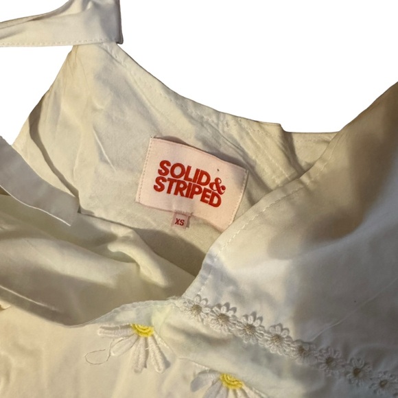 Solid and Striped White Floral Midi Dress Size XS - Picture 5 of 5